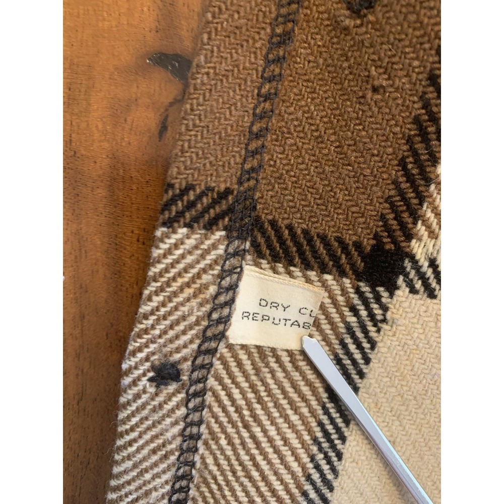 Vintage Penneys TownCraft Button Up Flannel Jacket Mens S Brown Plaid CPO 60s 70 - Picture 5 of 16